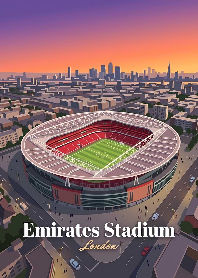 Emirates Stadium London Sunset Poster