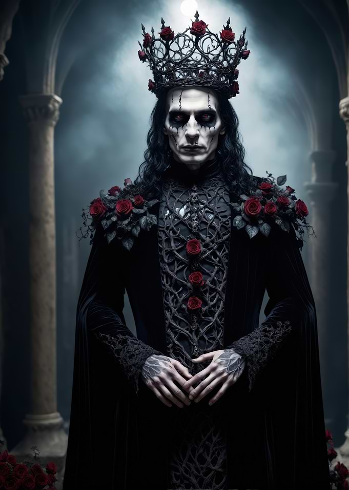 Gothic Vampire King with Red Roses
