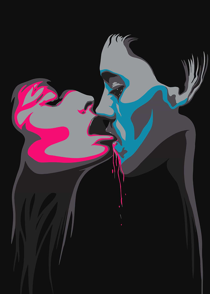Abstract Neon Kiss Illustration