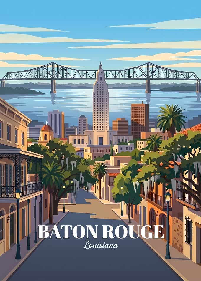 Baton Rouge Louisiana Travel Poster