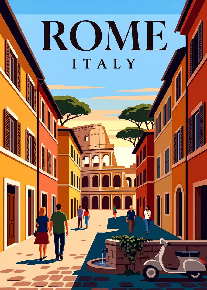 Rome Italy Travel Poster