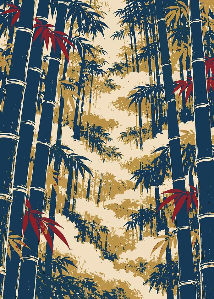 Stylized Bamboo Forest Illustration