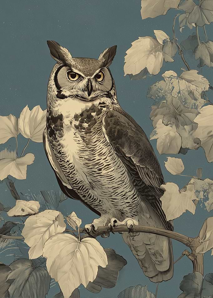 Vintage Great Horned Owl
