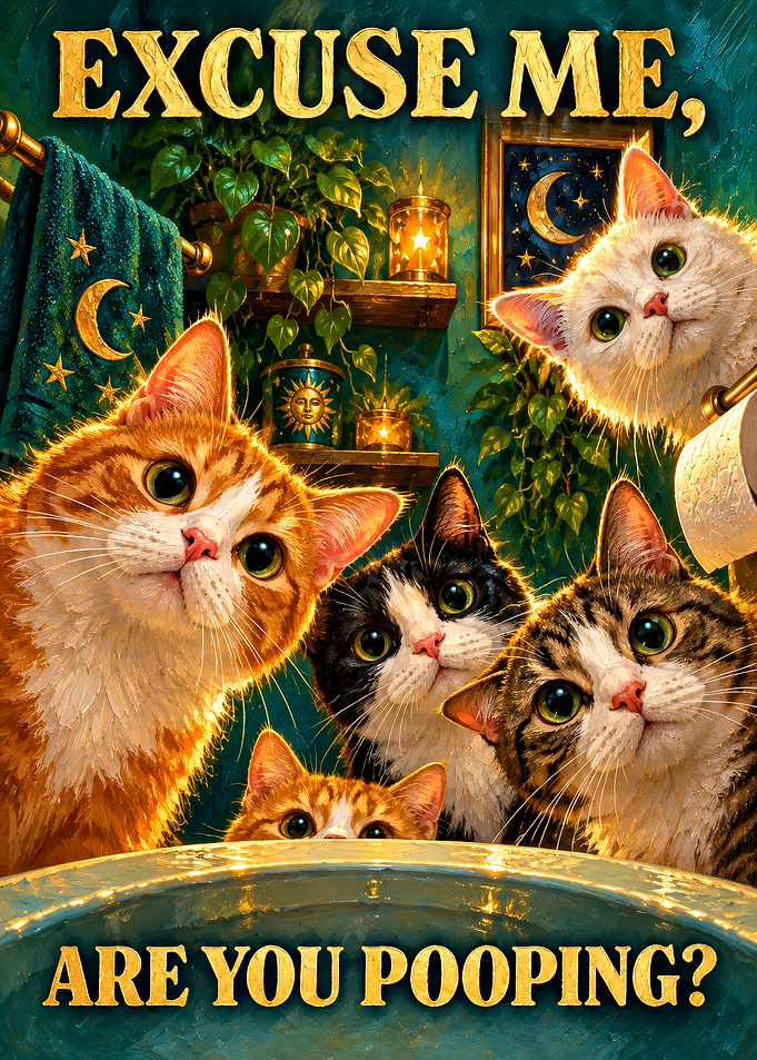 Funny Cats Bathroom Wall Art