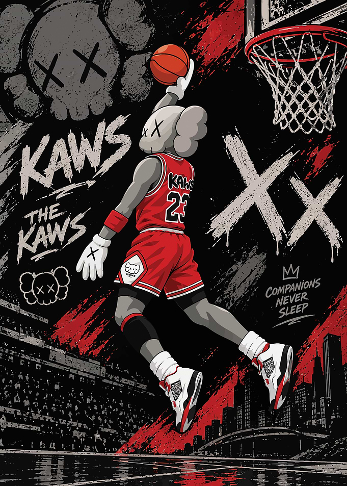KAWS Basketball Player Slam Dunk Poster