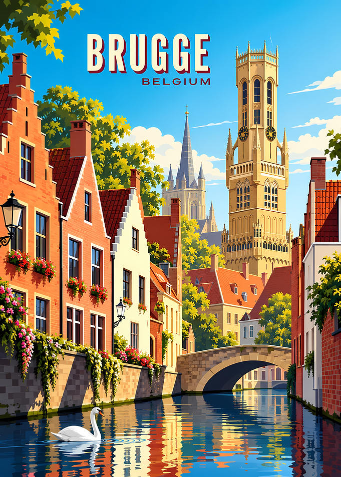 Vintage Travel Poster of Brugge Belgium