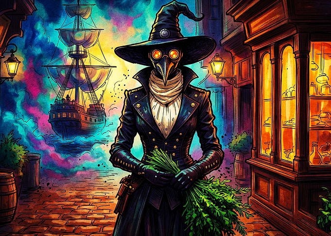 Plague Doctor Fantasy Art Poster