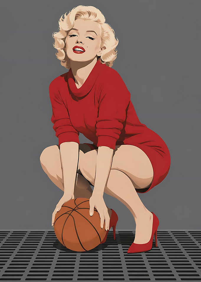 Marilyn Monroe Playing Basketball Pop Art