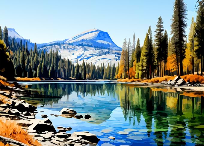 Serene Mountain Lake Landscape