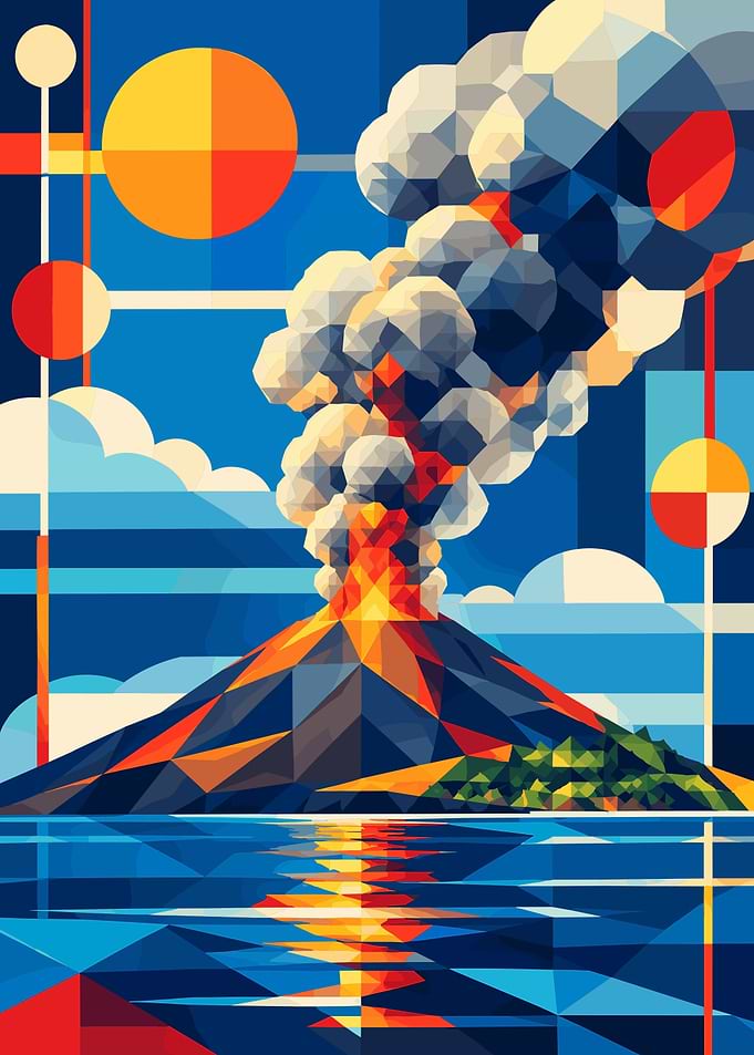 Geometric Volcanic Eruption Art