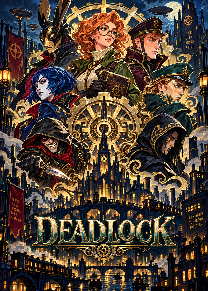 Deadlock Steampunk Fantasy Character Poster
