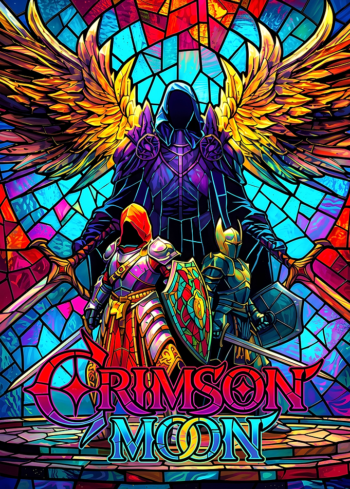 Crimson Moon Fantasy Stained Glass Art