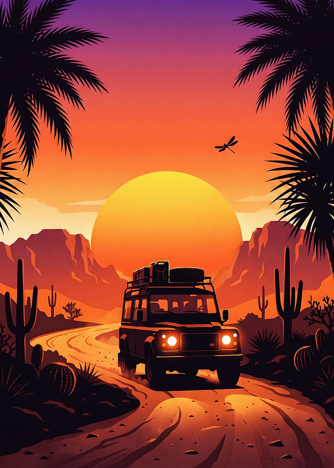 Off-road SUV in Desert Sunset