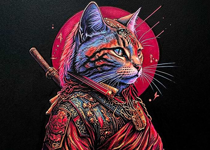 Samurai Warrior Cat Digital Art