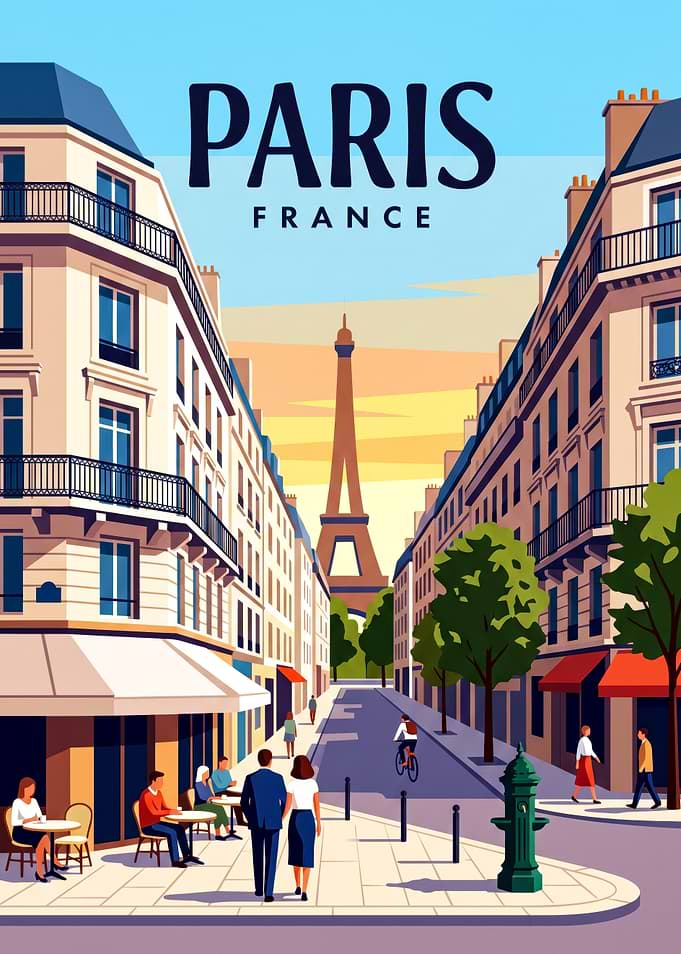 Paris France Travel Poster