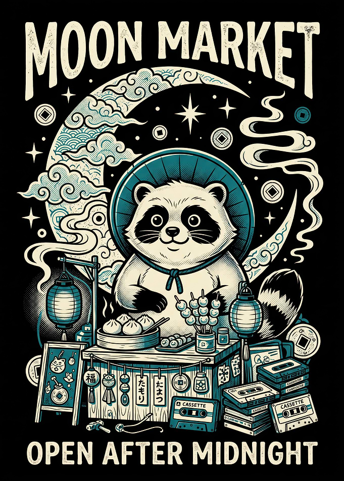 Moon Market Raccoon Street Food Stall