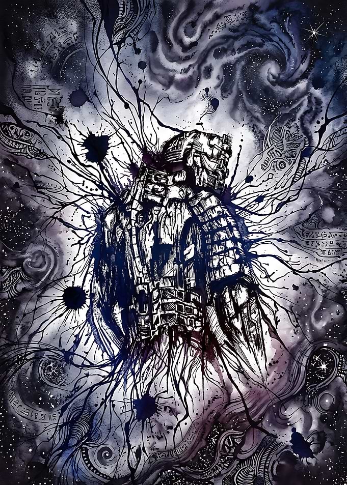 Isaac Clarke Dead Space Ink Illustration