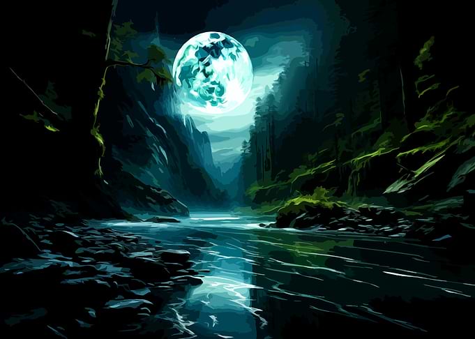 Full Moon Over Dark River