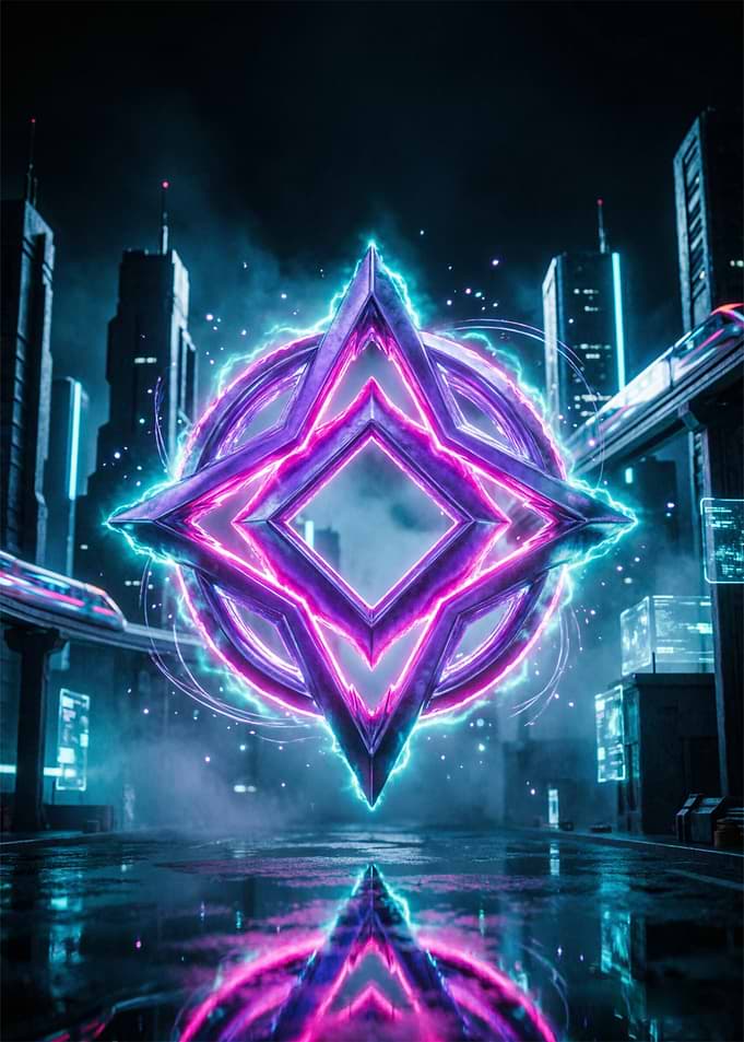 Neon Cyberpunk Geometric Energy Portal