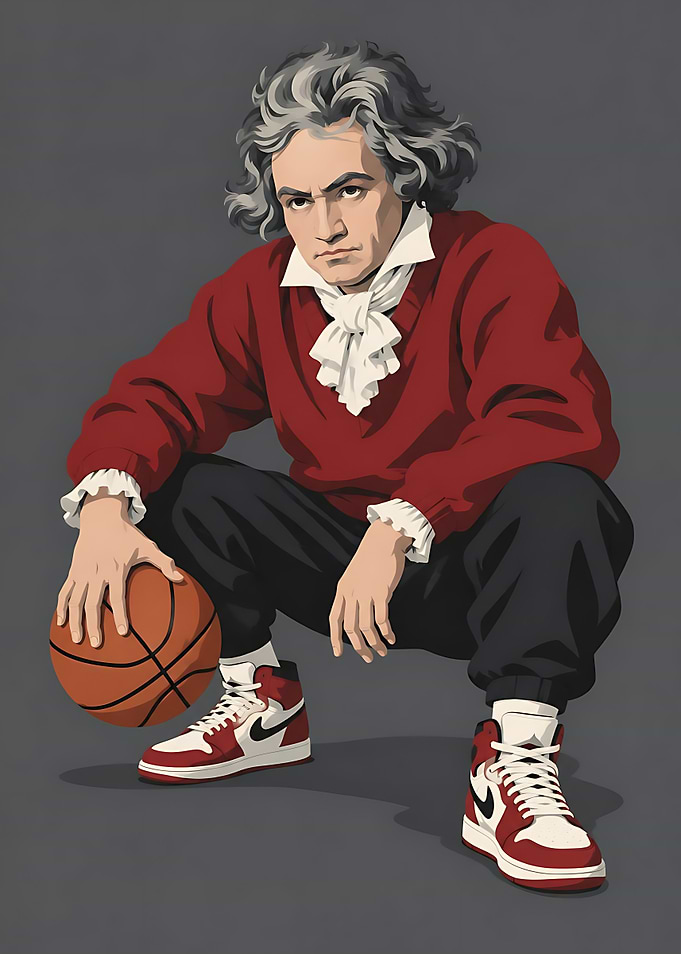 Beethoven Playing Basketball Digital Illustration