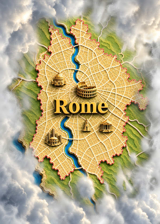 Rome Historic City Paper Map