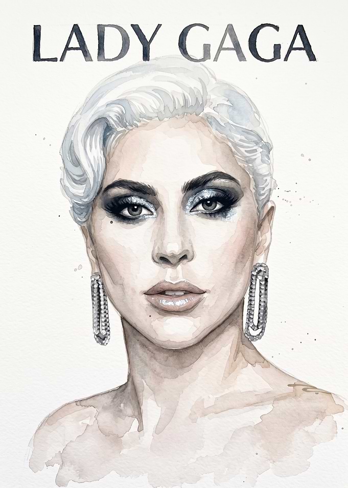 Watercolor Portrait of Lady Gaga