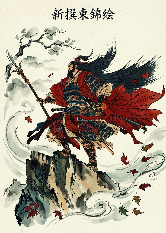 Samurai Warrior Japanese Art Print Ukiyo E Style