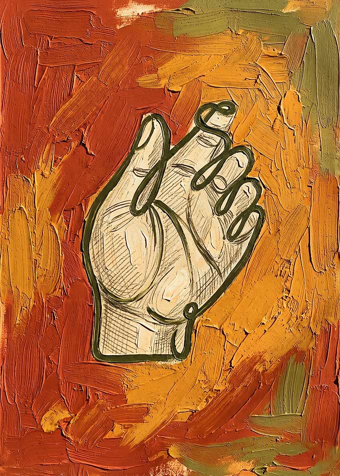 Hand Outline Art Abstract Hand Sketch Painting