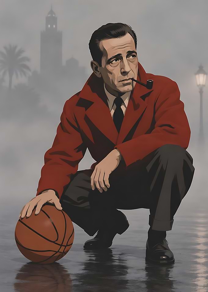 Humphrey Bogart Basketball Noir Illustration
