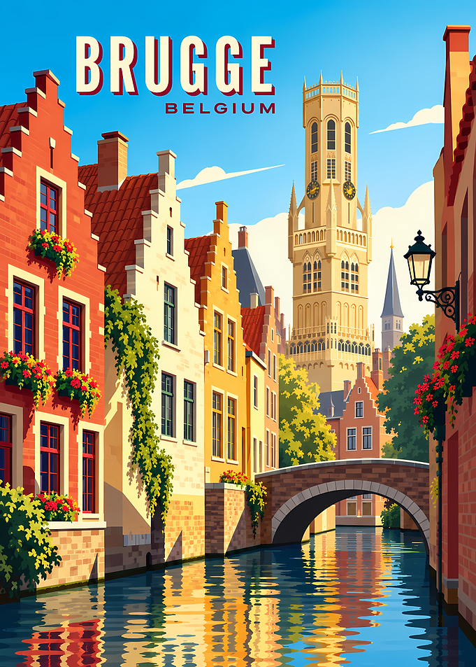 Vintage Travel Poster of Brugge Belgium