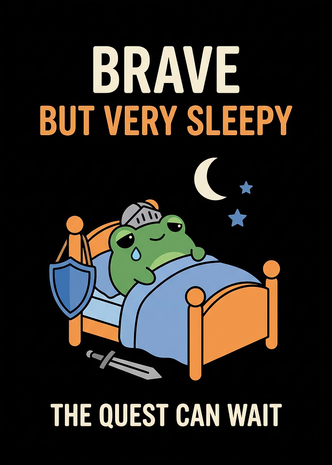 Brave But Very Sleepy Knight Frog