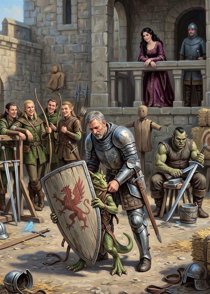 Knight Training a Young Dragon