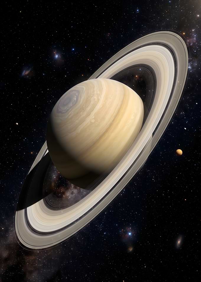 Saturn Planet with Rings in Space