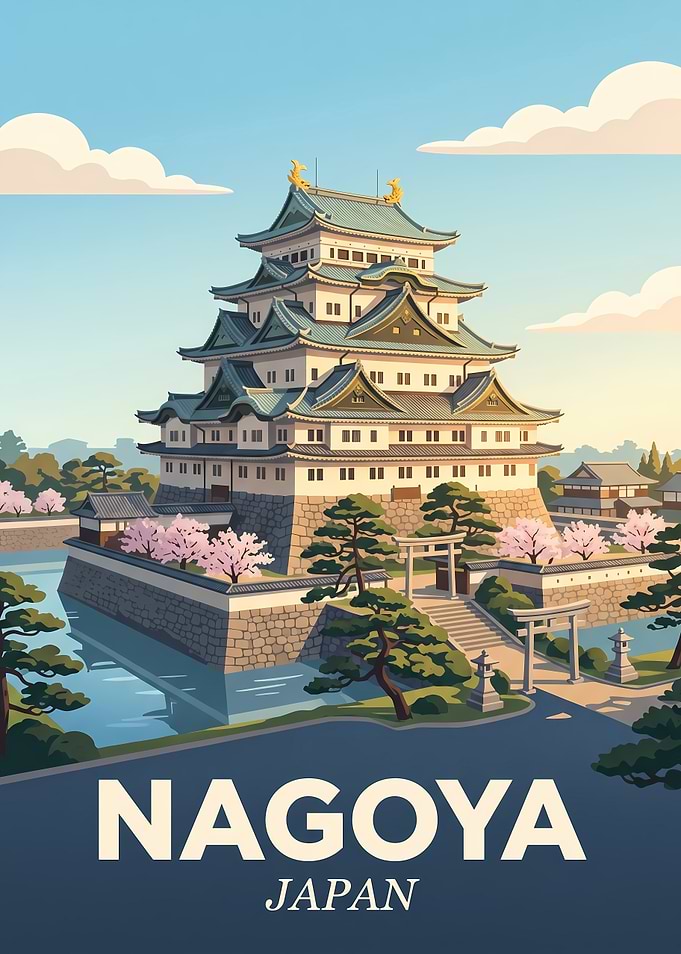 Nagoya Castle Japan Travel Poster
