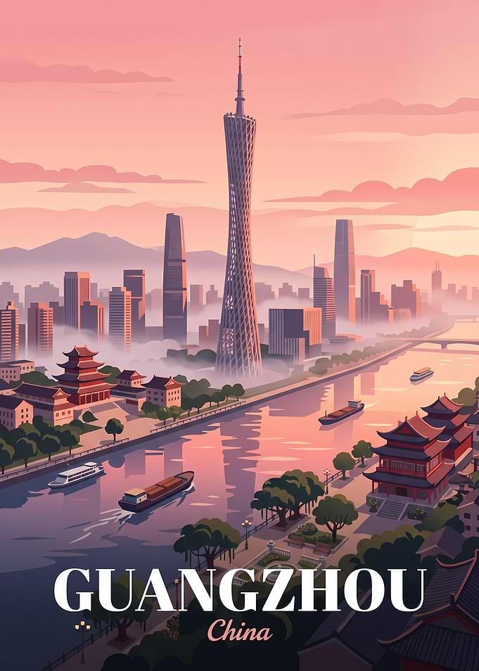 Guangzhou China Travel Poster