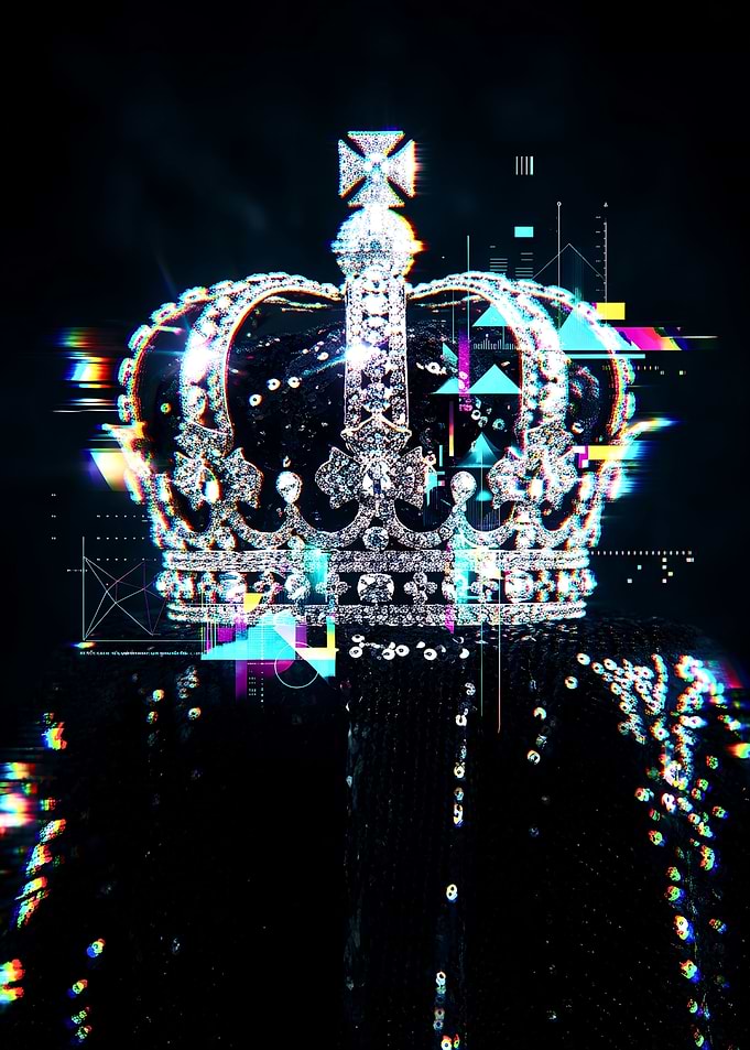 Glitch Art Royal Diamond Crown