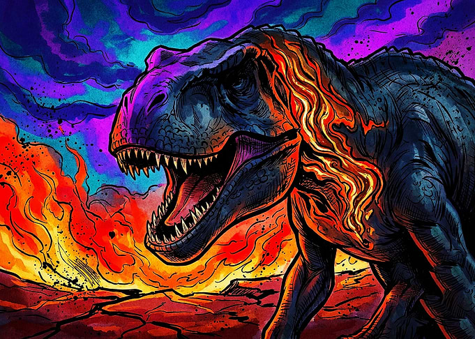Fiery Tyrannosaurus Rex Digital Art
