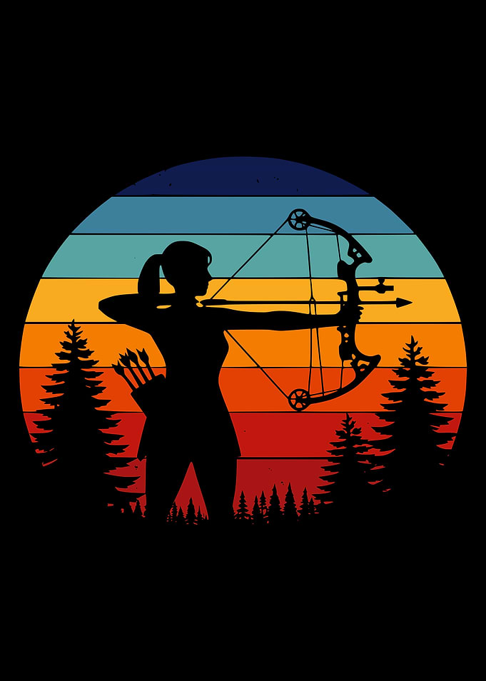 Retro Archery Silhouette Sunset Design