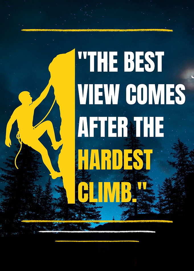 The Best View Comes After The Hardest Climb - Motivational Rock Climbing Poster