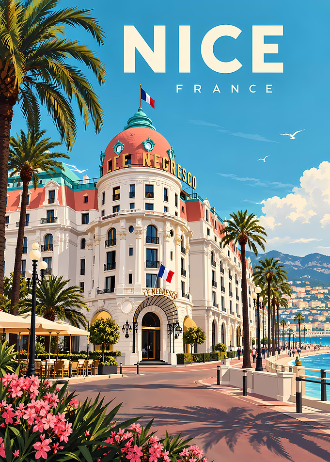 Vintage Travel Poster of Nice France