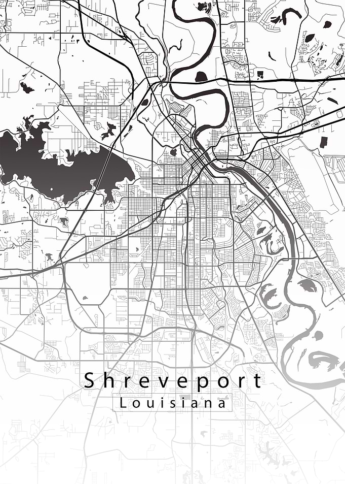Shreveport Louisiana City Map Print