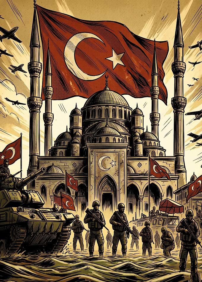Turkey Flag Military Vintage Art