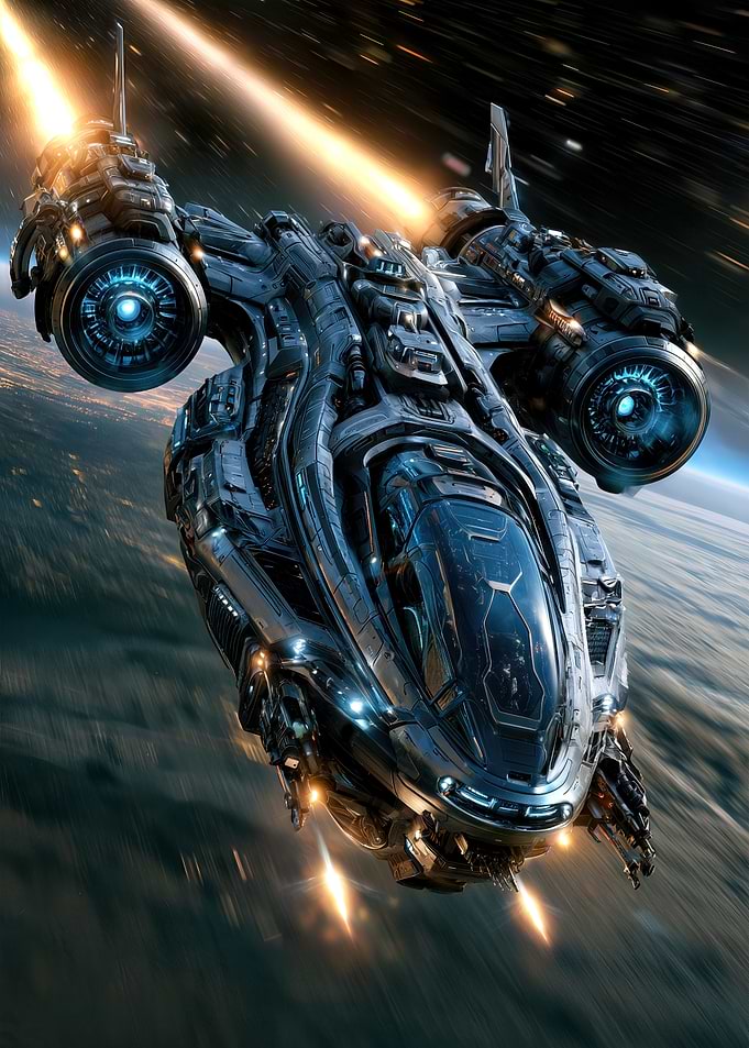 Futuristic Sci-Fi Spaceship in Orbit
