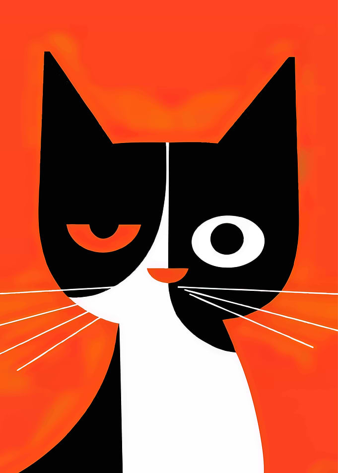 Minimalist Graphic Cat Portrait