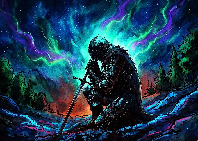 Knight Aurora Fantasy Epic Poster
