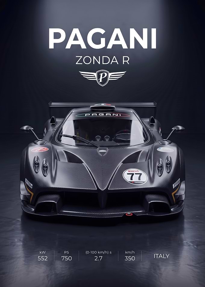 Pagani Zonda R Carbon Fiber Poster