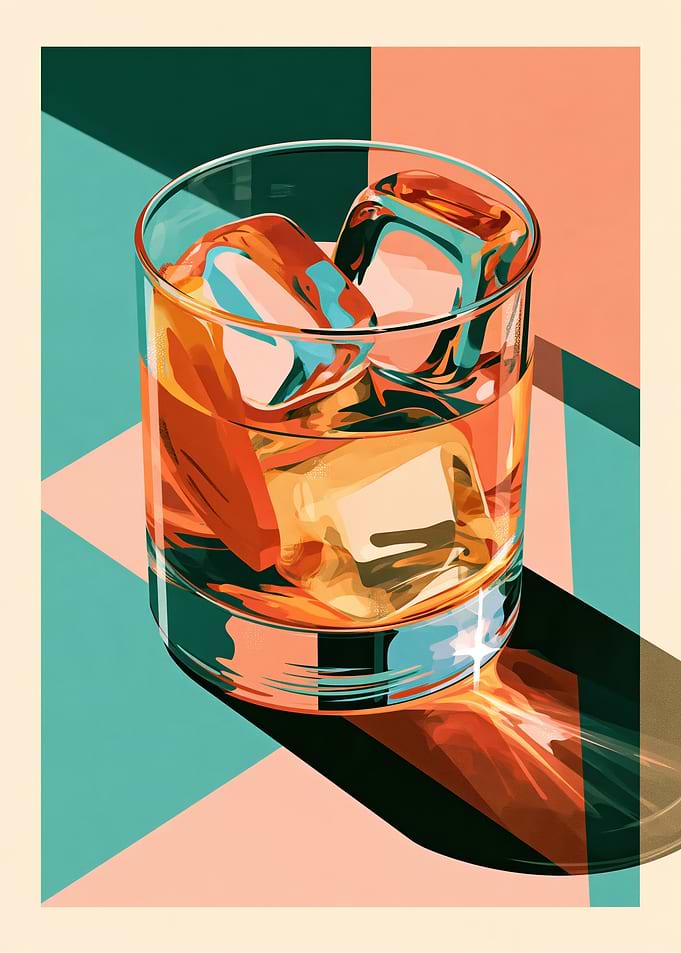 Stylized Whiskey Glass Illustration