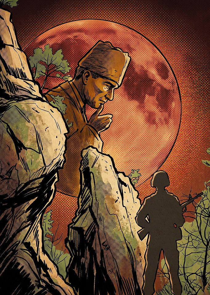 Military Commander Red Moon Poster