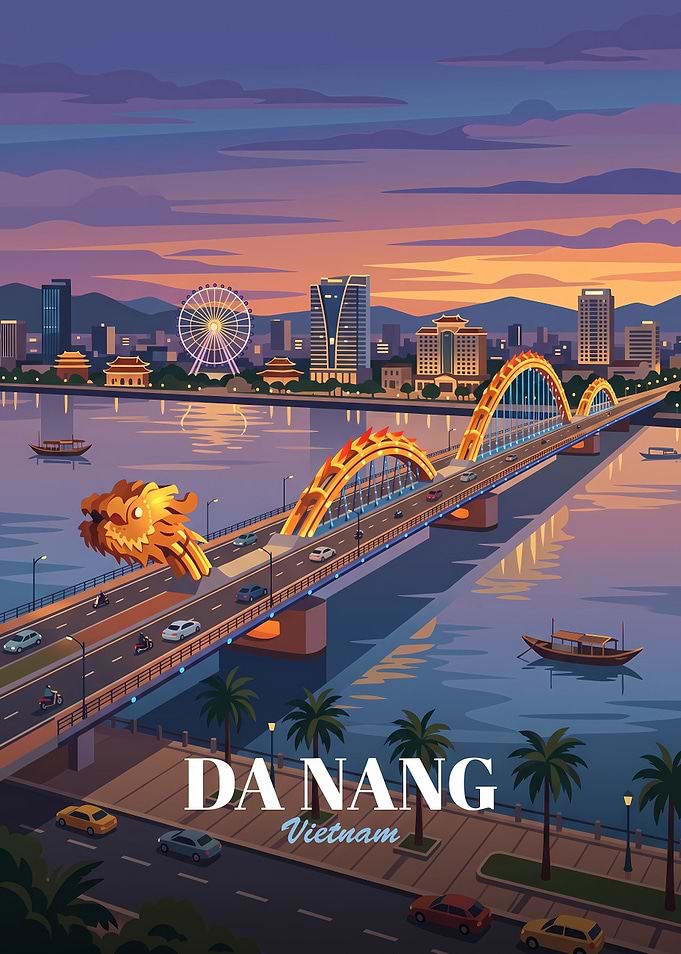 Da Nang Vietnam Dragon Bridge Poster