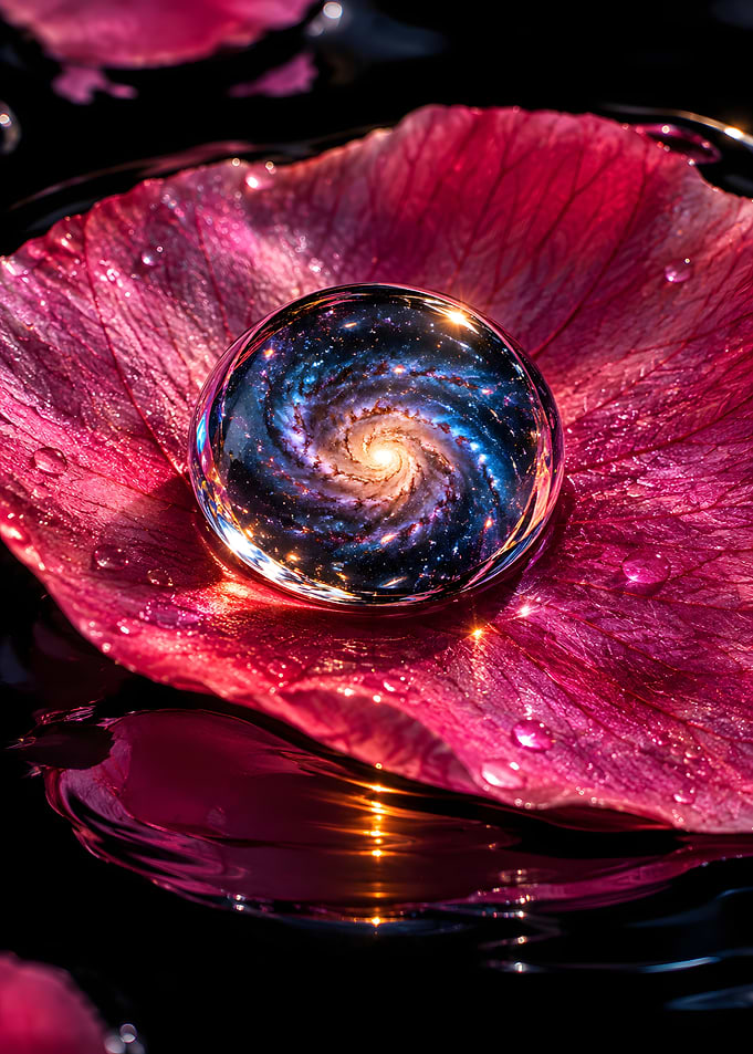 Galaxy Reflected in a Dewdrop